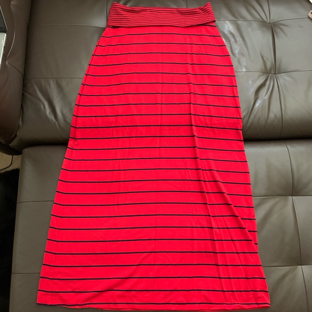 Red & Navy Striped Skirt